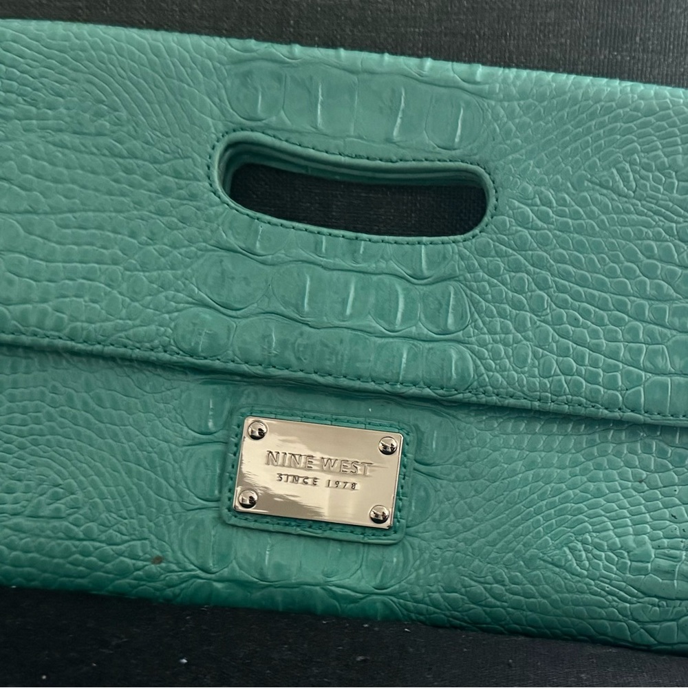 Nine West aqua clutch purse.